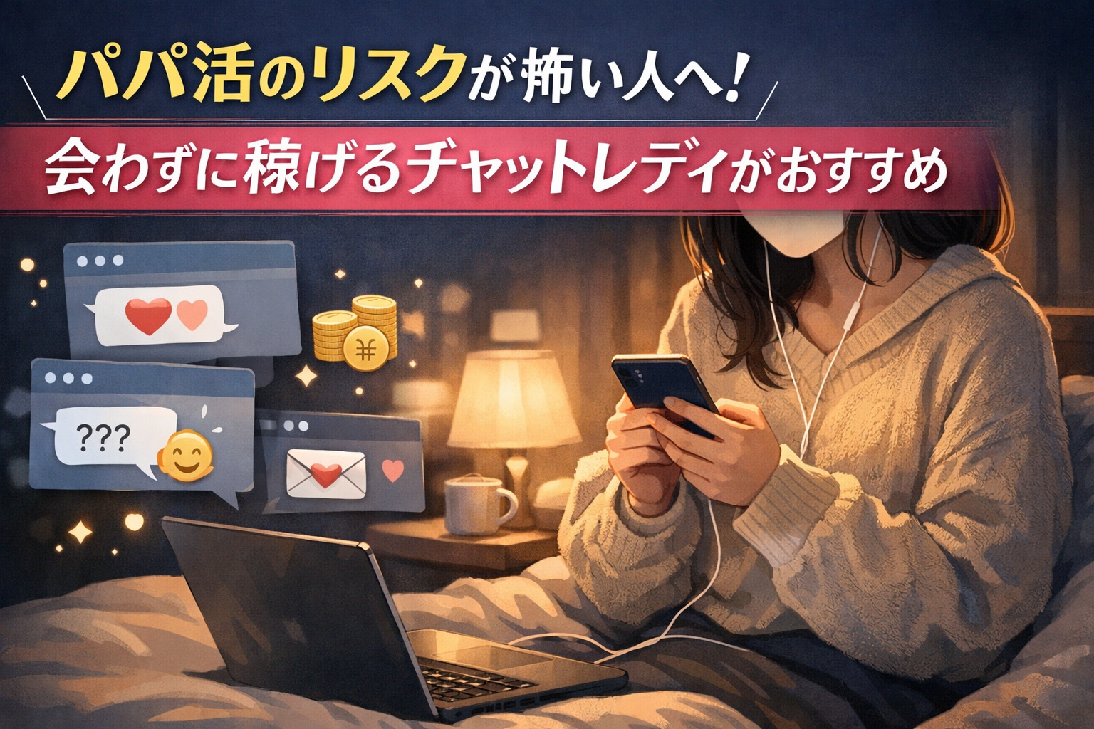 パパ活のリスクが怖い人へ！会わずに稼げるチャットレディがおすすめ